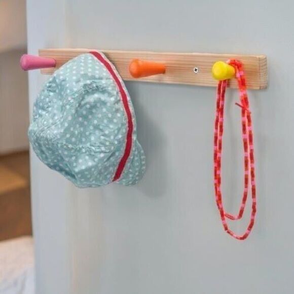 IKEA FLISAT Kids Knob Solid Wood Rack with 4 Colorful Cone-Shaped Knobs 18 ½ " - Picture 2 of 6